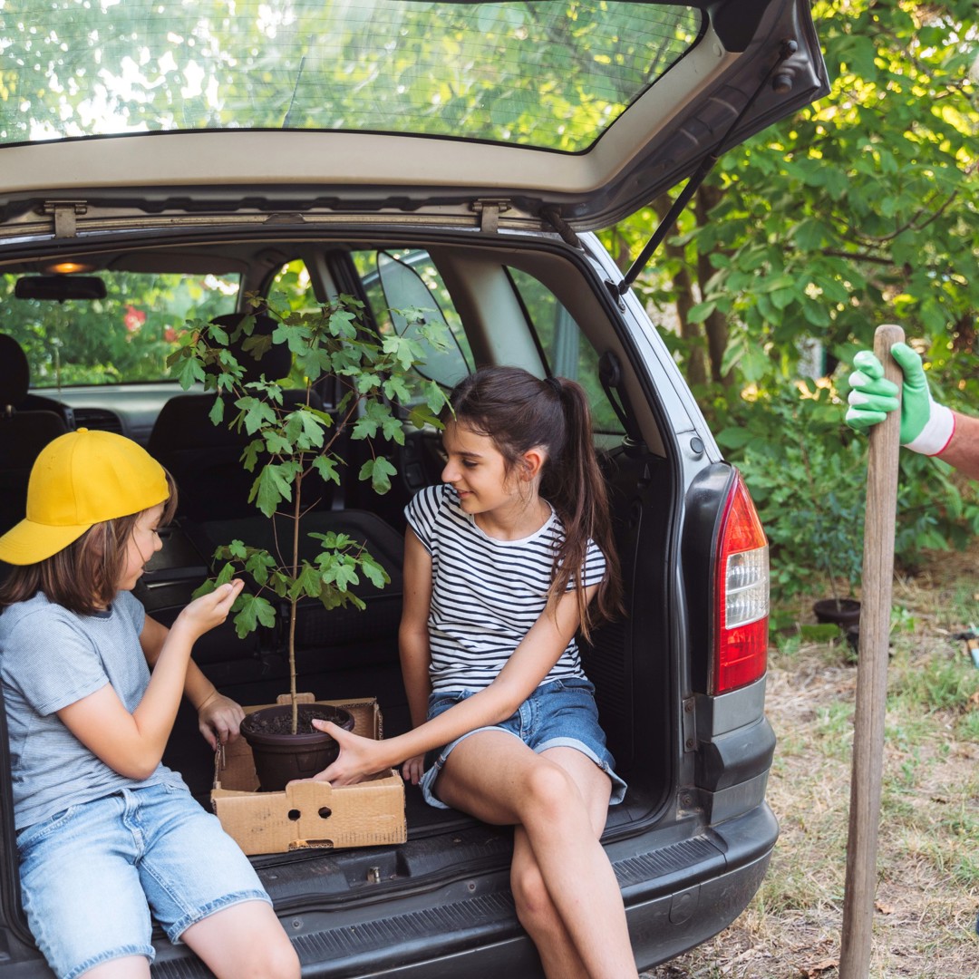 Met de kleinkinderen op stap Grootouder Kinderen Auto Tuinieren